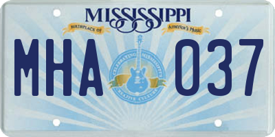 MS license plate MHA037