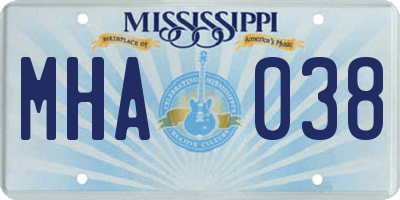 MS license plate MHA038