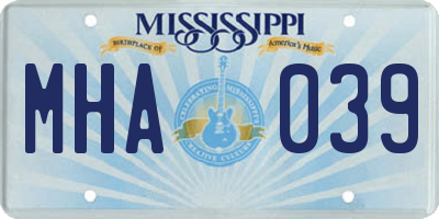 MS license plate MHA039