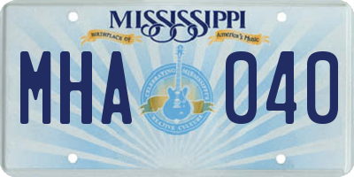 MS license plate MHA040
