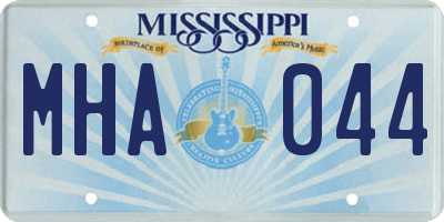MS license plate MHA044