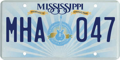 MS license plate MHA047