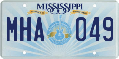 MS license plate MHA049