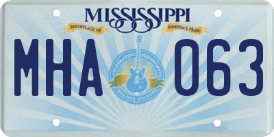 MS license plate MHA063