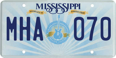 MS license plate MHA070