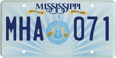 MS license plate MHA071