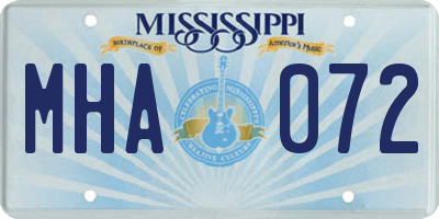 MS license plate MHA072