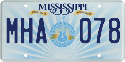 MS license plate MHA078