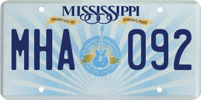MS license plate MHA092