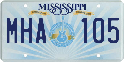 MS license plate MHA105