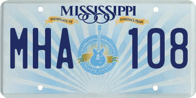 MS license plate MHA108