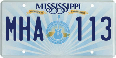 MS license plate MHA113