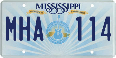 MS license plate MHA114