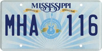 MS license plate MHA116