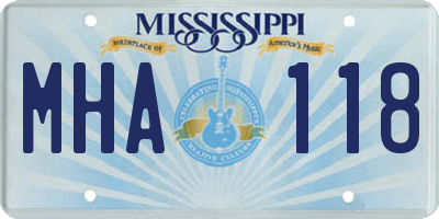 MS license plate MHA118