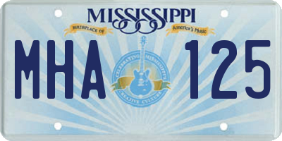 MS license plate MHA125