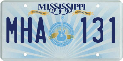 MS license plate MHA131