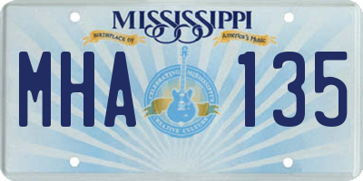 MS license plate MHA135