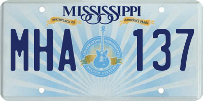 MS license plate MHA137