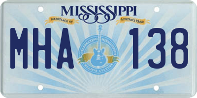 MS license plate MHA138