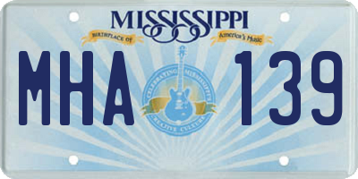 MS license plate MHA139