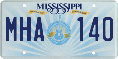 MS license plate MHA140
