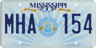 MS license plate MHA154