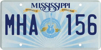 MS license plate MHA156