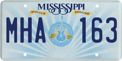 MS license plate MHA163
