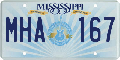 MS license plate MHA167