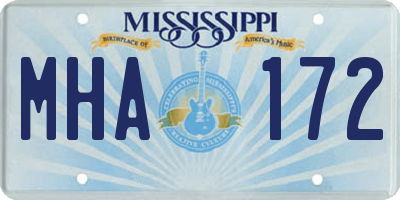 MS license plate MHA172