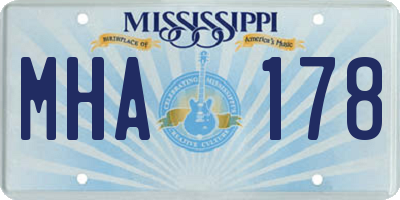 MS license plate MHA178