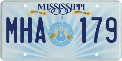MS license plate MHA179