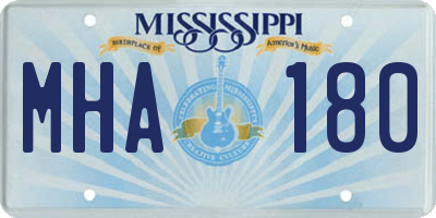 MS license plate MHA180