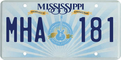 MS license plate MHA181