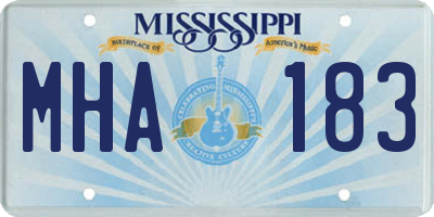 MS license plate MHA183