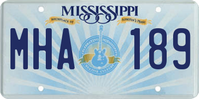 MS license plate MHA189
