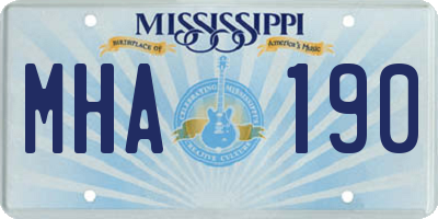 MS license plate MHA190