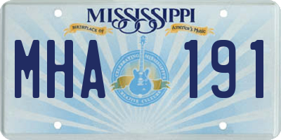 MS license plate MHA191
