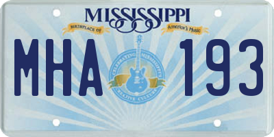 MS license plate MHA193