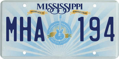MS license plate MHA194