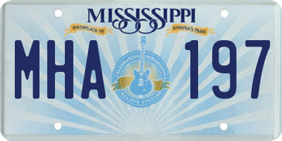 MS license plate MHA197