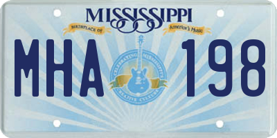 MS license plate MHA198