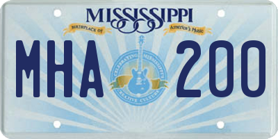 MS license plate MHA200