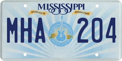 MS license plate MHA204