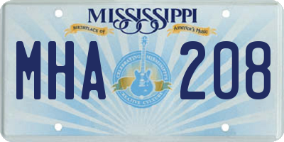 MS license plate MHA208
