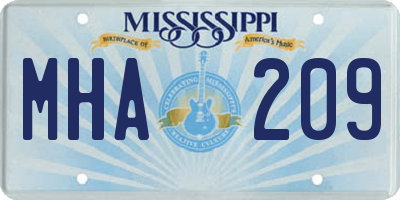 MS license plate MHA209