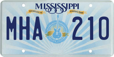 MS license plate MHA210