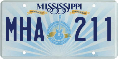 MS license plate MHA211