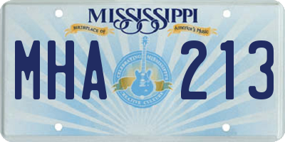 MS license plate MHA213